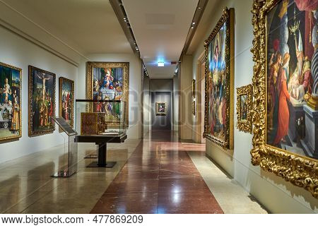 Modena, Italy - March 5, 2019: Palazzo Dei Musei (museum Palaces), The Paintings Of The Estense Gall