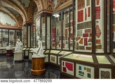 Modena, Italy - March 5, 2019: Palazzo Dei Musei (museum Palaces), The Marble Hall Of The Civic Muse
