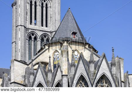 Ghent, Belgium - May 19, 2023: Medieval Saint Nicholas Church (sint-niklaaskerk), One Of The Most Fa