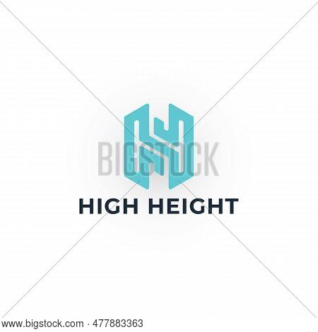 Abstract Initial Letter H Or Hh Logo In Blue Color Isolated In White Background. Creative Letter Hh 