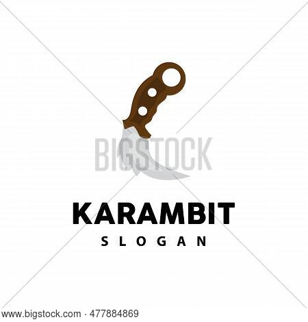 Kerambit Logo, Indonesia Fighting Weapon Vector, Ninja Fighting Tool Simple Design, Template Illustr