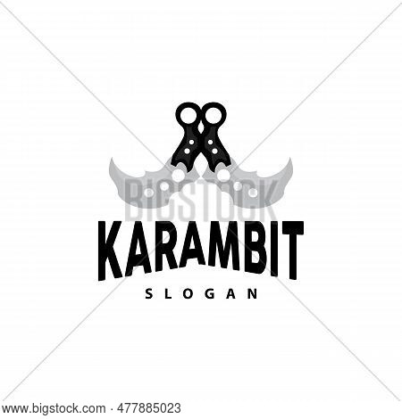 Kerambit Logo, Indonesia Fighting Weapon Vector, Ninja Fighting Tool Simple Design, Template Illustr