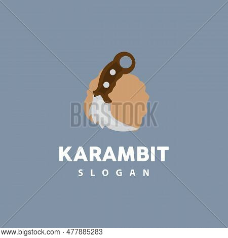 Kerambit Logo, Indonesia Fighting Weapon Vector, Ninja Fighting Tool Simple Design, Template Illustr