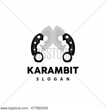 Kerambit Logo, Indonesia Fighting Weapon Vector, Ninja Fighting Tool Simple Design, Template Illustr
