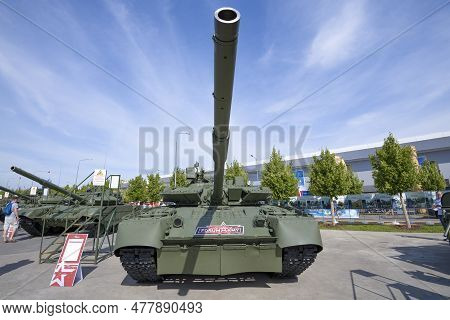 Moscow Region, Russia - August 19, 2022: Russian Tank T-80bvm On The Army-2022 International Militar