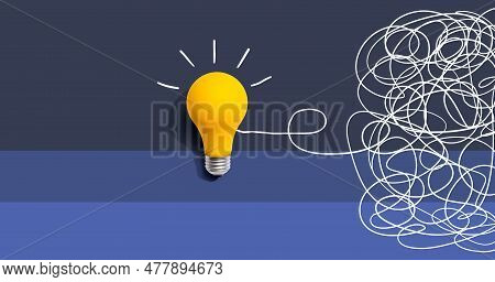 Clarifying Complex Ideas Theme With Light Bulb - Flat Lay