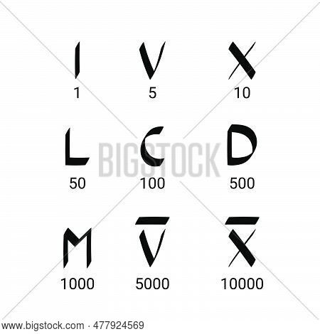 Roman Numbers Hand Drawn Vector Set Icon