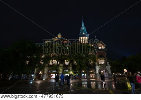 Subotica, Serbia - October 16, 2016: Selective Blur On The Subotica City Hall, In Serbia, During A N