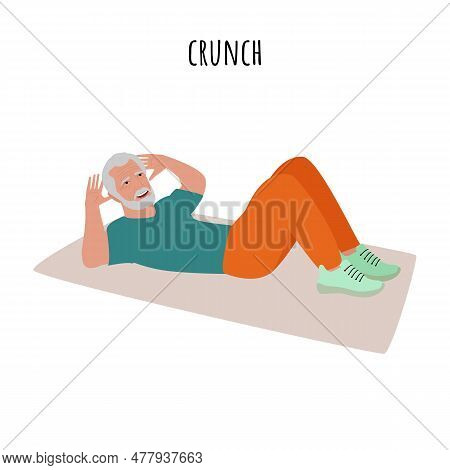 Senior Athletic Man Doing Crunch Exercise Workout