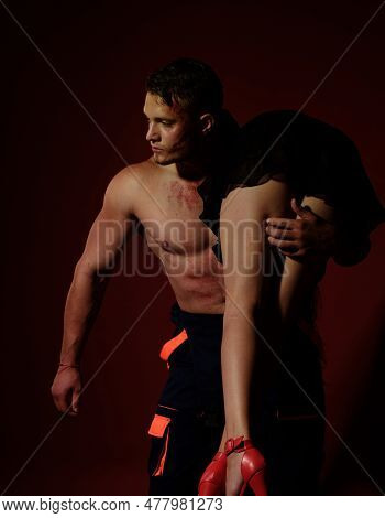 Dominance And Submission. Lady Boss And Laborer In Uniform. Reward And Punishment. Stop Sexual Haras