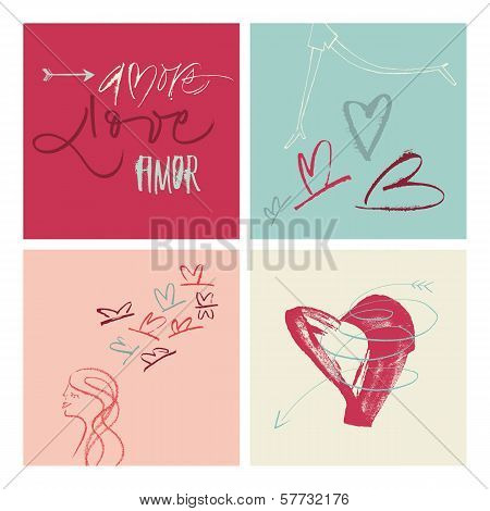 Hand-written Amore Love Amor illustration