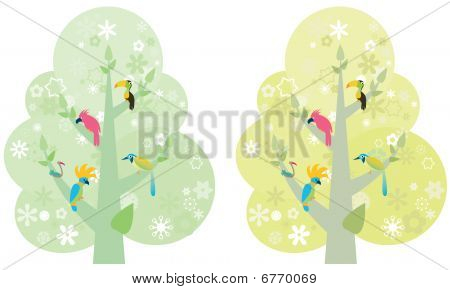 Abstract tree with birds