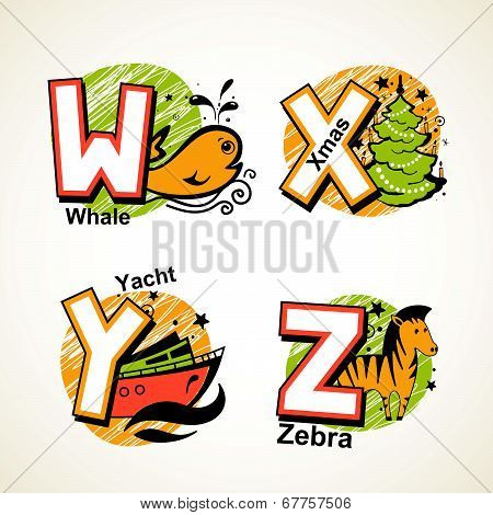 Alphabet set from W to Z