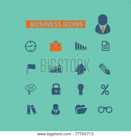 business, management icons set, vector