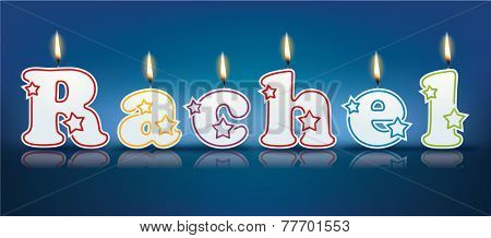 RACHEL written with burning candles - vector illustration