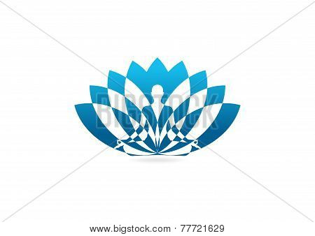 lotus yoga pose vector logo design template