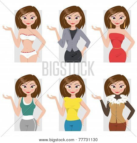 Different Styles Of Clothing. Vector Illustration