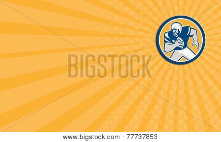 Business Card American Football Qb Player Running Circle Retro