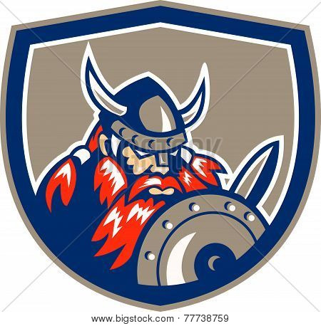 Viking Raider Barbarian Warrior Shield Retro