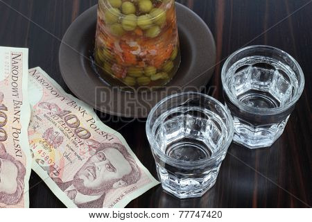 Vodka, pork aspic and money.