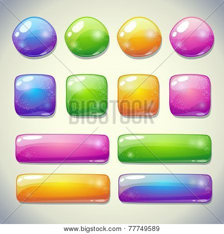 Set of cartoon glossy buttons