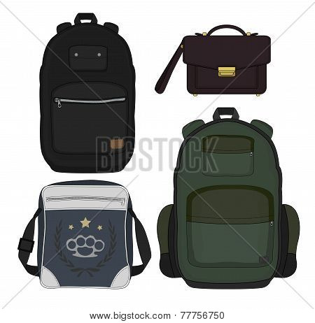 Set Of 4 Fashionable Men Bags. Color