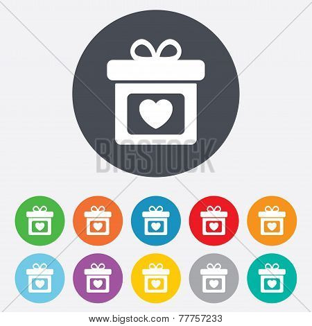 Gift box sign icon. Present symbol.