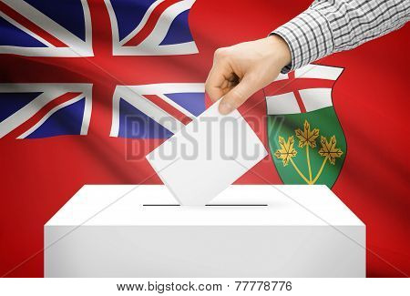 Voting Concept - Ballot Box With National Flag On Background - Ontario