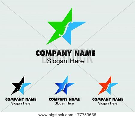 Letter F logo design with star icon
