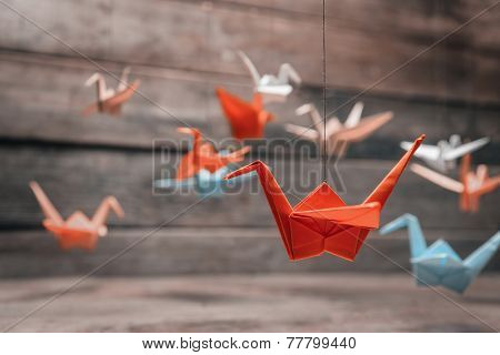 Colorful Origami Paper Cranes