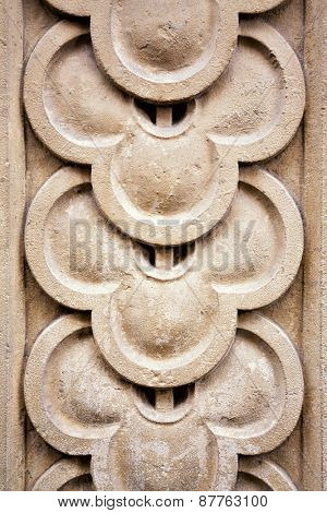 Architectural detail. Carved overlap pattern, ancient stonemasonry.