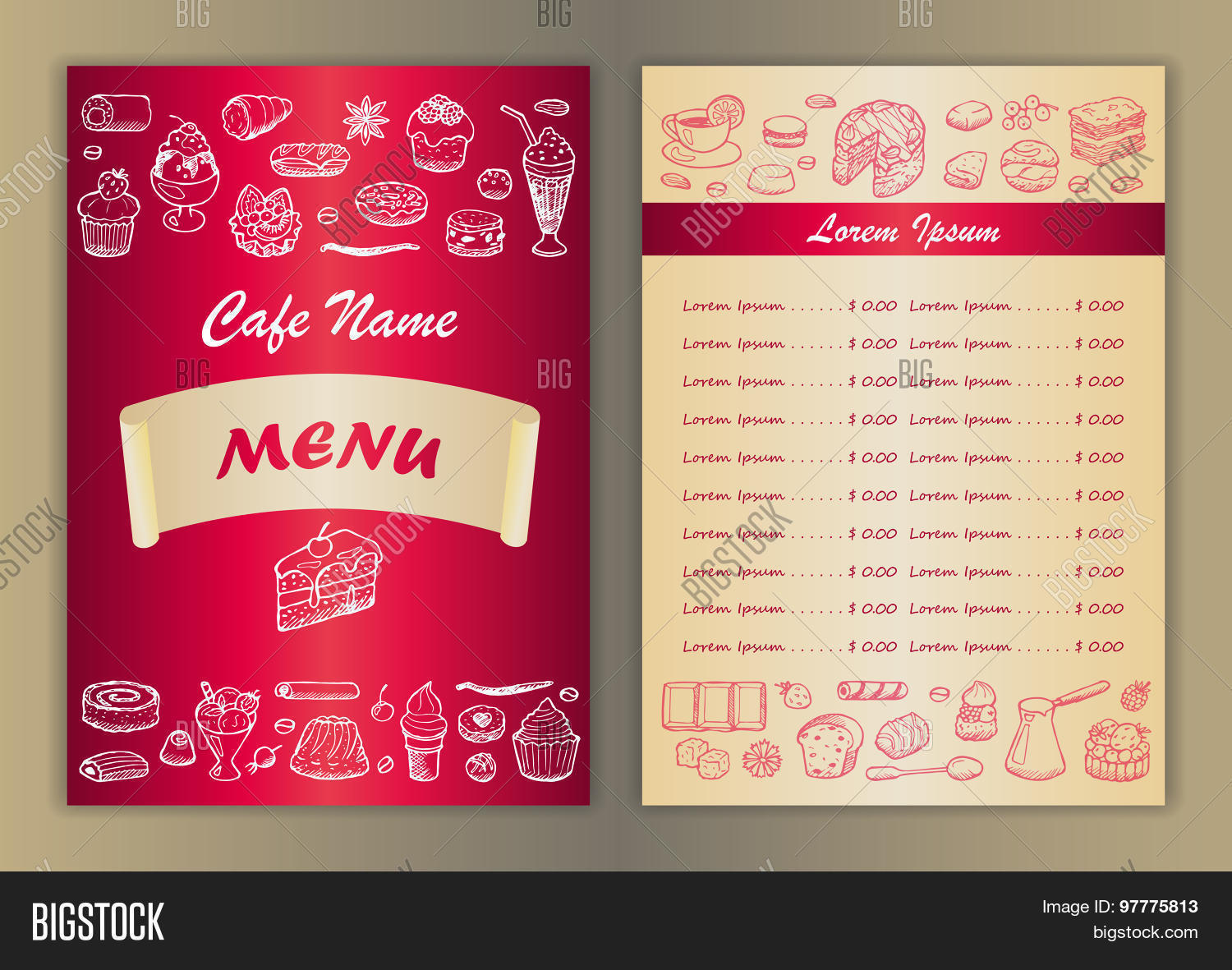 Cafe Menu Hand Drawn Vector & Photo (Free Trial) | Bigstock