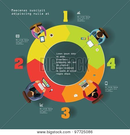 Infographics Element -  Top View on Arrows with People. Vector illustration.