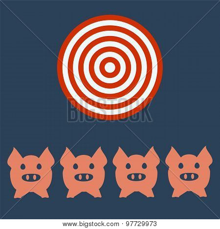 Pig Head Or Face Icon. Agriculture And Farming, Targt Concept.