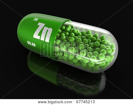 Vitamin capsule Zn (clipping path included).
