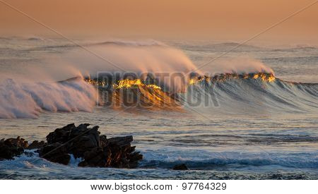 Golden Sunset Ocean Breakers