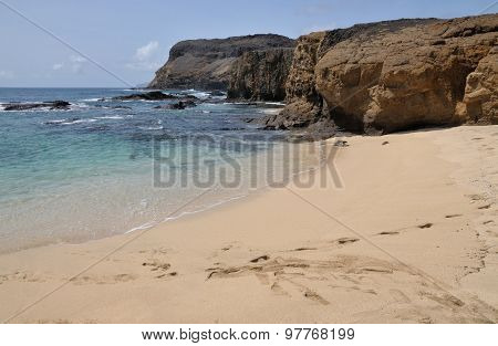 Footprints, Beach And Cliff