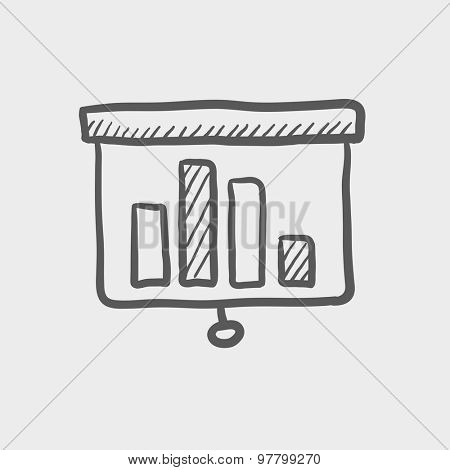 Projector roller screen sketch icon for web and mobile. Hand drawn vector dark grey icon on light grey background.