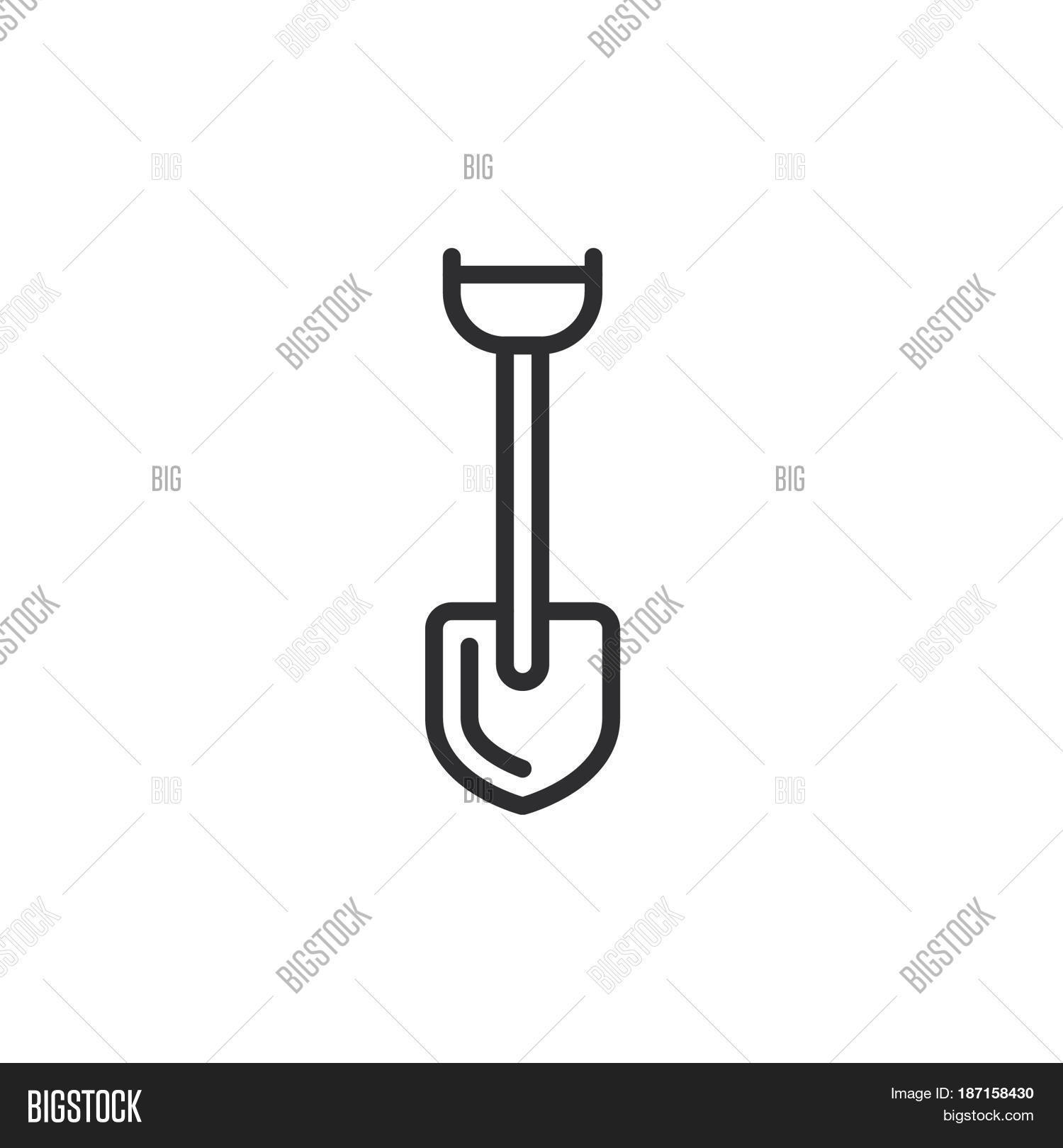 Shovel Line Icon Vector & Photo (Free Trial) Bigstock