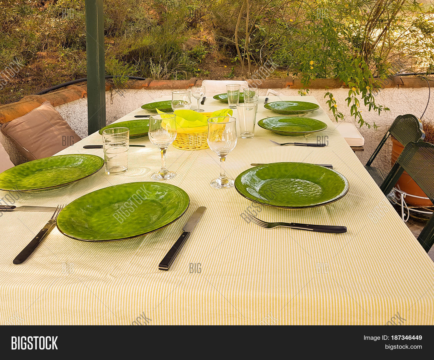 Green Dishes On Table Image & Photo (Free Trial) Bigstock