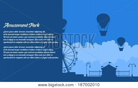 Vector flat amusement park background collection stock