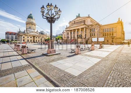 Berlin Gendarmenmarkt Square At Sunset, Central Berlin Mitte District, Germany