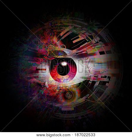 Magic mistic  eye on abstract colorful background