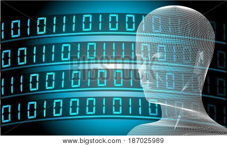 Artificial Intelligence Conceptual Illustration Wallpaper. Future Technology Background  Illustration Vector.