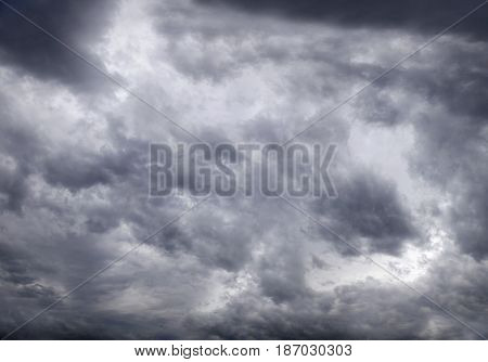 Panorama of a gloomy sky with storm clouds