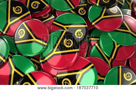 Vanuatu Badges Background - Pile Of Vanuatu Flag Buttons.
