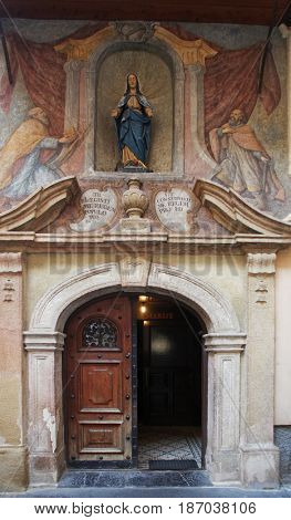 ZAGREB, CROATIA - OCTOBER 03: The 14th century Church of St Mary located near Dolac market in Zagreb, Croatia on October 03, 2013.