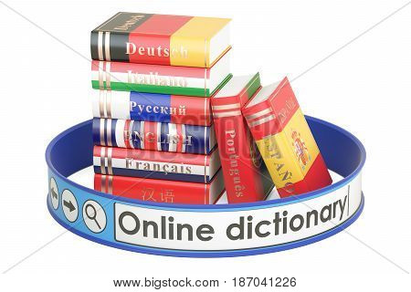 Online Dictionary concept 3D rendering isolated on white background