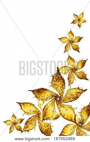flower made of water splash of yellow color. 3d rendering
