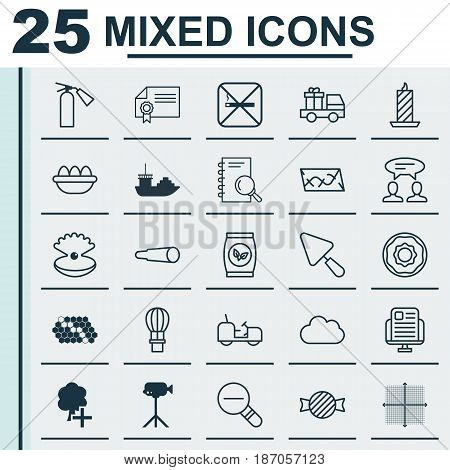 Set Of 25 Universal Editable Icons. Can Be Used For Web, Mobile And App Design. Includes Elements Such As Route , Diploma, Toffee Candy.